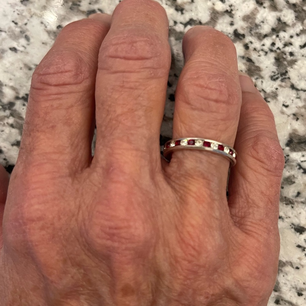 Sterling and Crystal Stack Ring - Picture 6 of 11